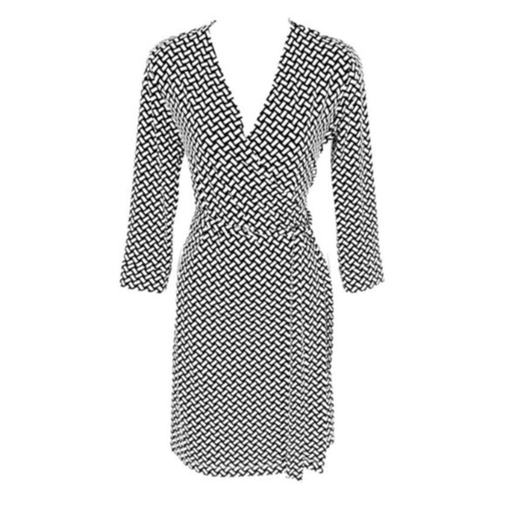 Romeo + Juliet Couture black white geo print wrap dress BB18